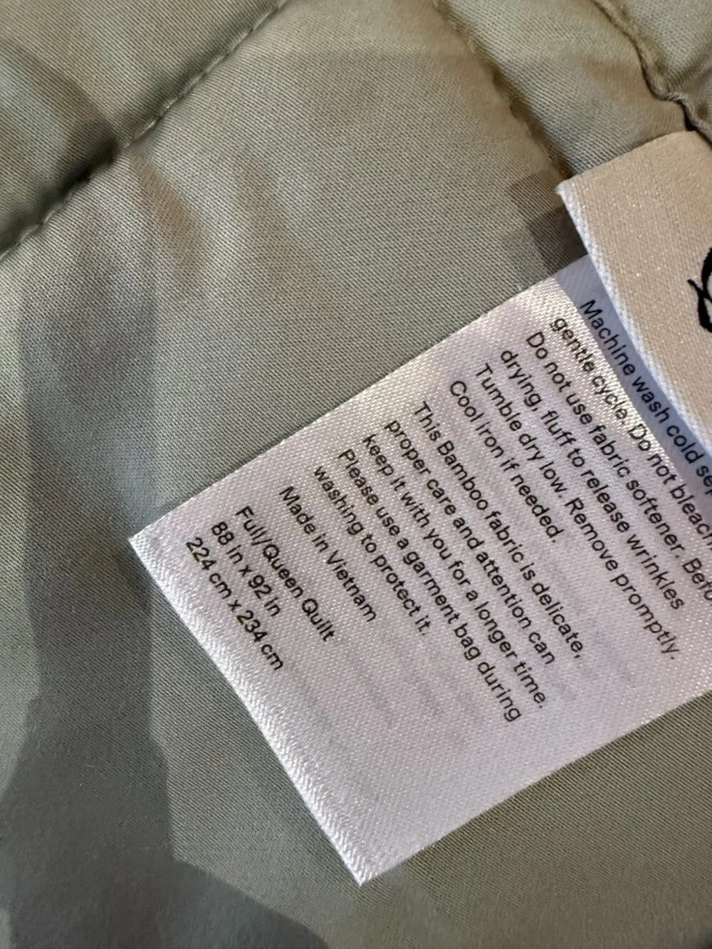 NWOT QUINCE Organic Bamboo Box Quilt Sage Queen